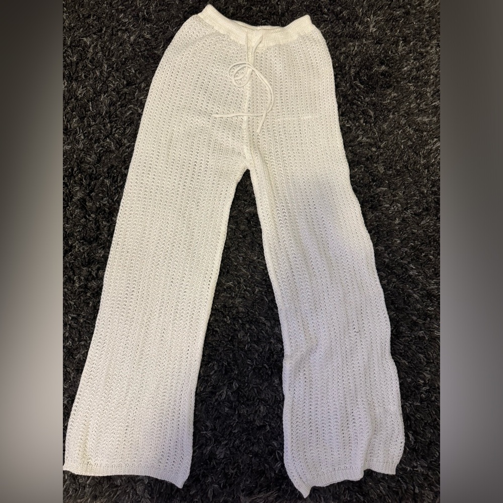 White Knit Beach Pants